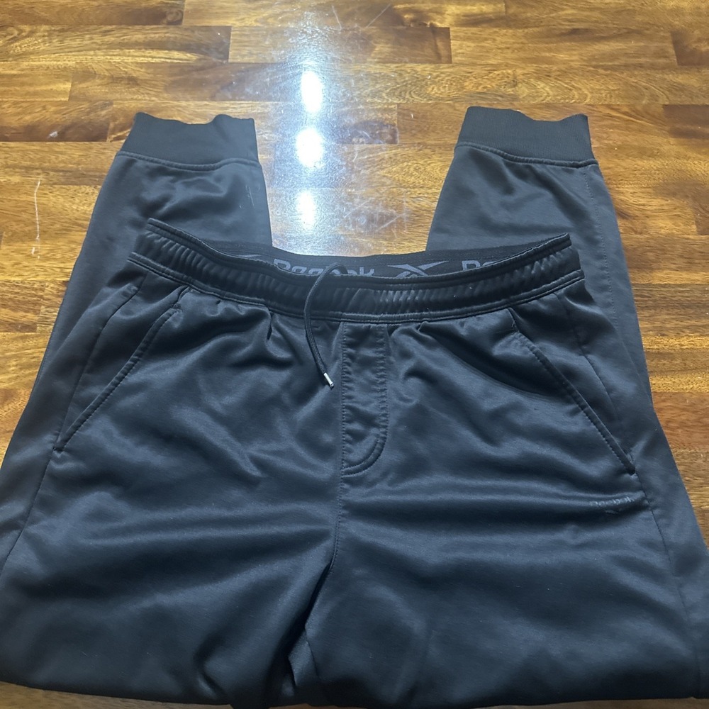 Reebok Sweatpants Mens XL Black Cotton Jogger Tapered Leg Basketball Performance